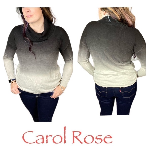 Carol Rose Sweaters - Fun black/gray ombré soft turtleneck sweater
